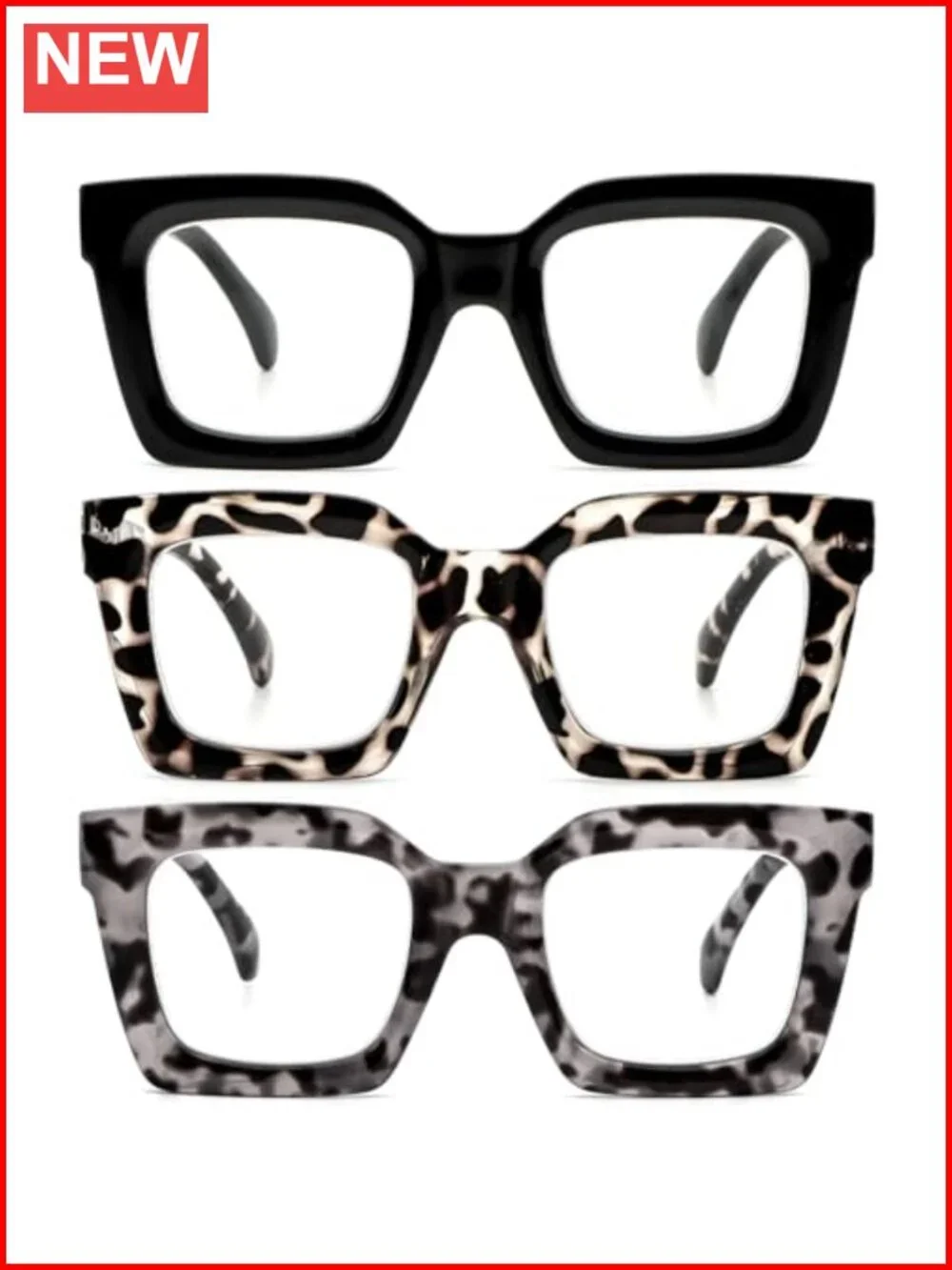3 Pack Oversized Reading Glasses for Women Blue Light Blocking Computer Readers